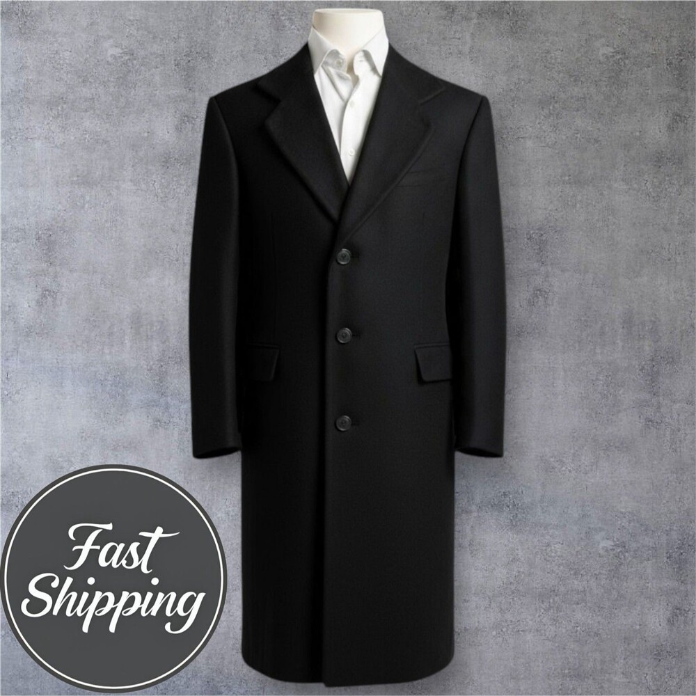TUSCANO Oxford Vintage Mens Overcoat 42R Cashmere/Wool Charcoal Gray Coat